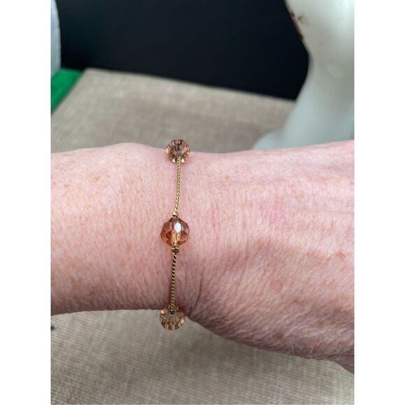 Vintage Genuine Swarovski Gold Tone Light Amber Crystal Swarovski Logo - Picture 6 of 8